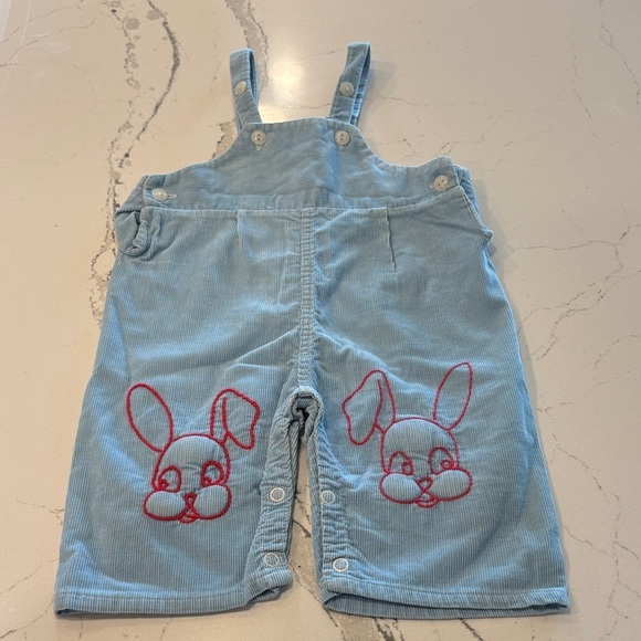 Other - Charming Blue Kids Overalls with Bunny Embroidery
